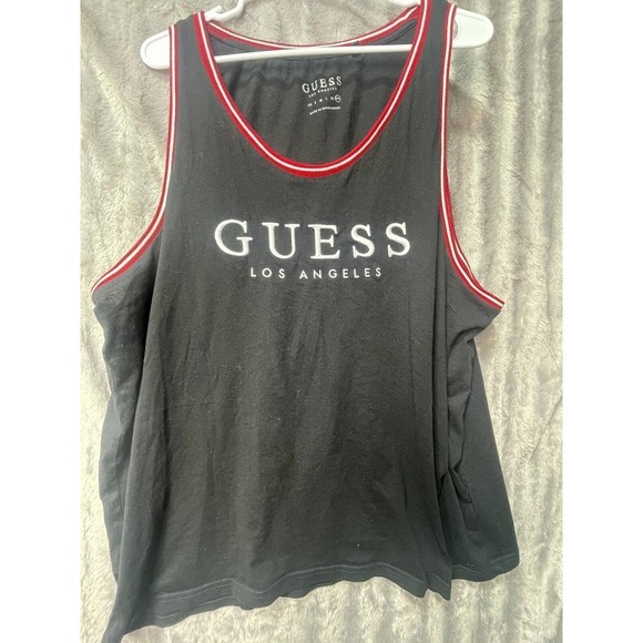 Guess Jean's‎ Los Angeles Tank top Men's XXl Black with Red Trim - Picture 1 of 3